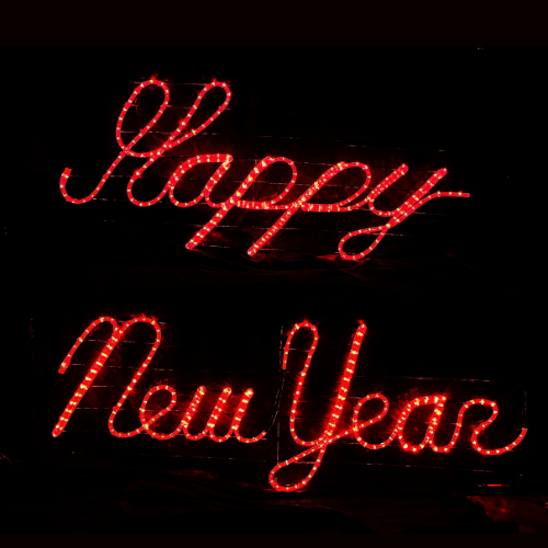 Happy New Year (Rope Light) Script Sign - Red (1133-R)